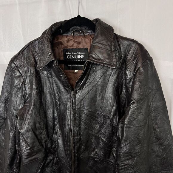 Vintage genuine leather bomber jacket patchwork rugged distressed large grunge - Picture 2 of 10
